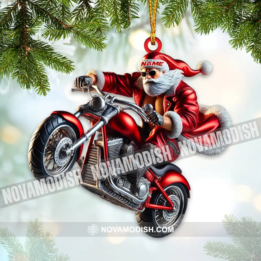 Custom Name Motorbike Santa Ornament Lover Christmas Gift 3.54’’ / 1