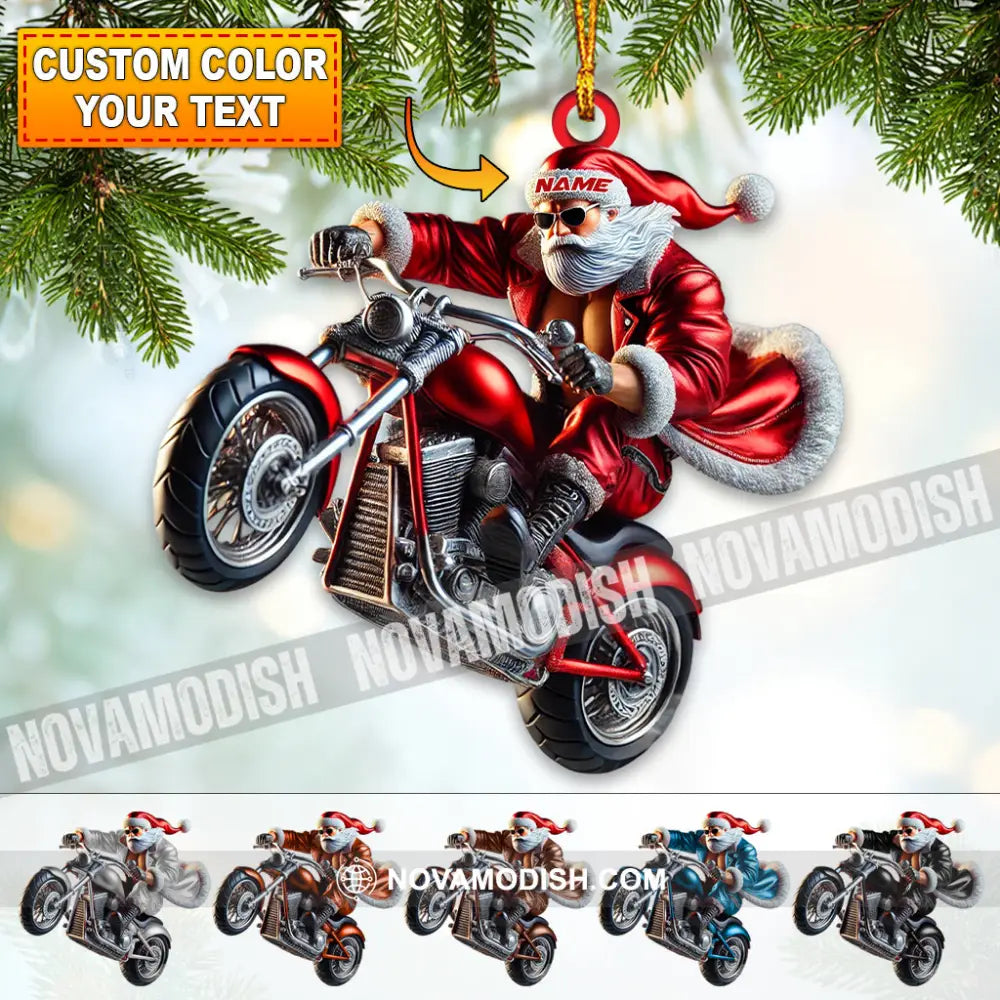 Custom Name Motorbike Santa Ornament Lover Christmas Gift