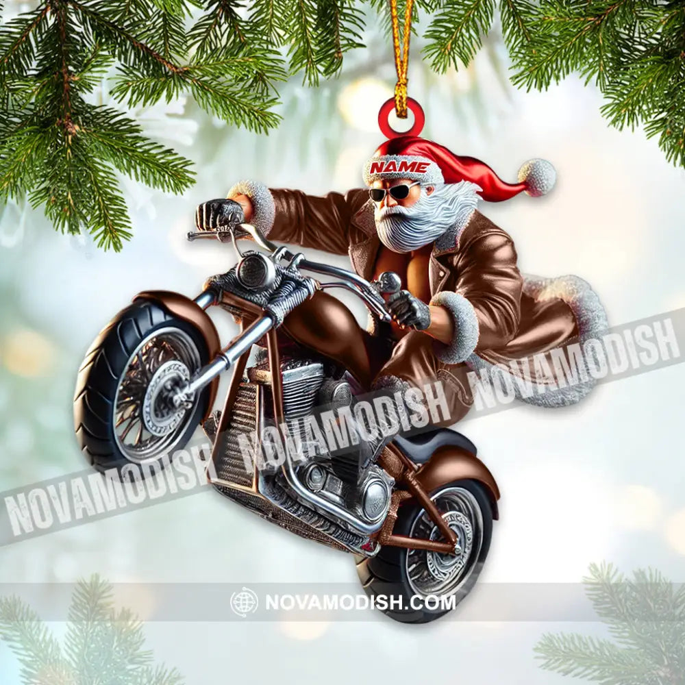 Custom Name Motorbike Santa Ornament Lover Christmas Gift