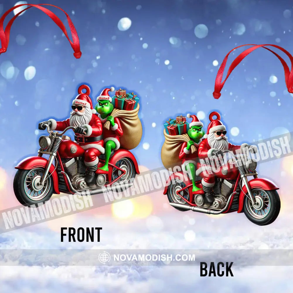 Custom Name Motorcycle Christmas Santa Ornament Gift For Lover