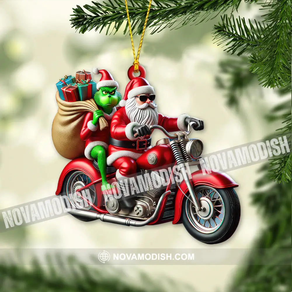 Custom Name Motorcycle Christmas Santa Ornament Gift For Lover 3.54’’ / 1