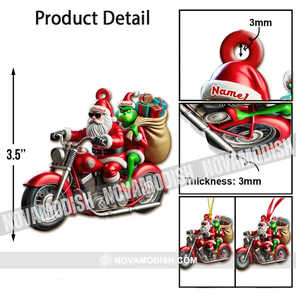 Custom Name Motorcycle Christmas Santa Ornament Gift For Lover