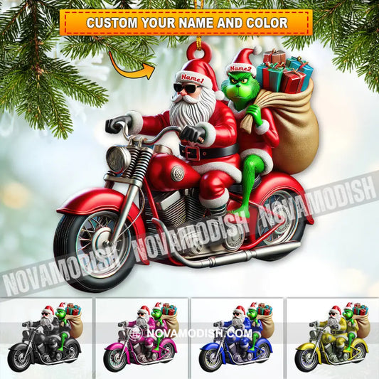 Custom Name Motorcycle Christmas Santa Ornament Gift For Lover