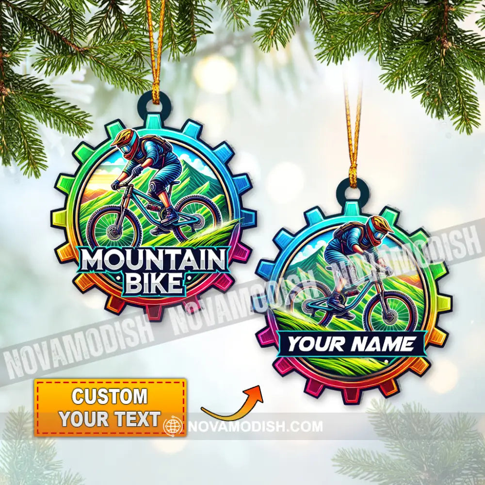 Custom Name Mountain Bike Ornament Christmas Gift For Lover