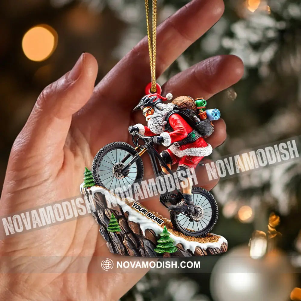 Custom Name Mountain Bike Ornament Santa Christmas Gift