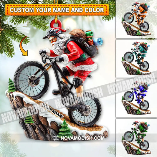 Custom Name Mountain Bike Ornament Santa Christmas Gift