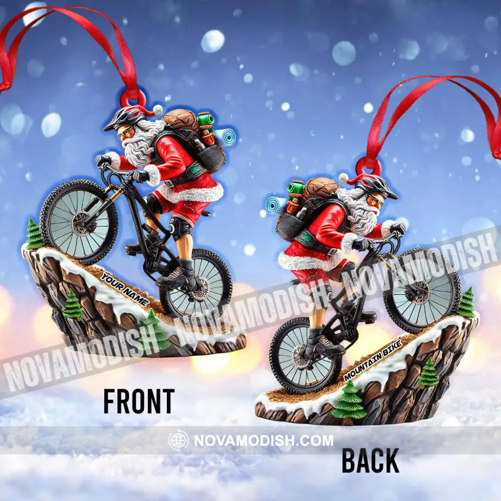 Custom Name Mountain Bike Ornament Santa Christmas Gift