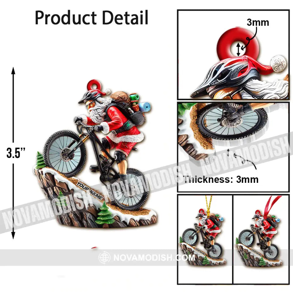 Custom Name Mountain Bike Ornament Santa Christmas Gift