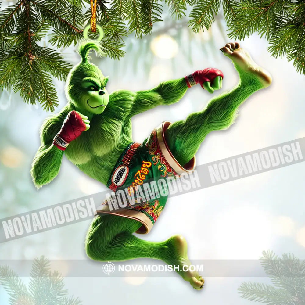 Custom Name Muay Thai Grinch Ornament Lover Christmas Gift