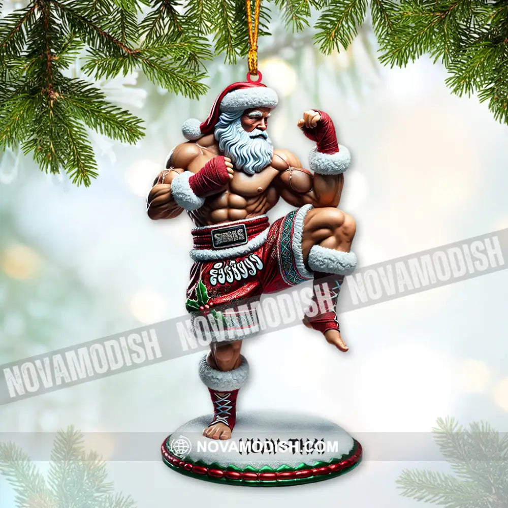 Custom Name Muay Thai Ornament Santa Christmas Gift 3.54’’ / 1