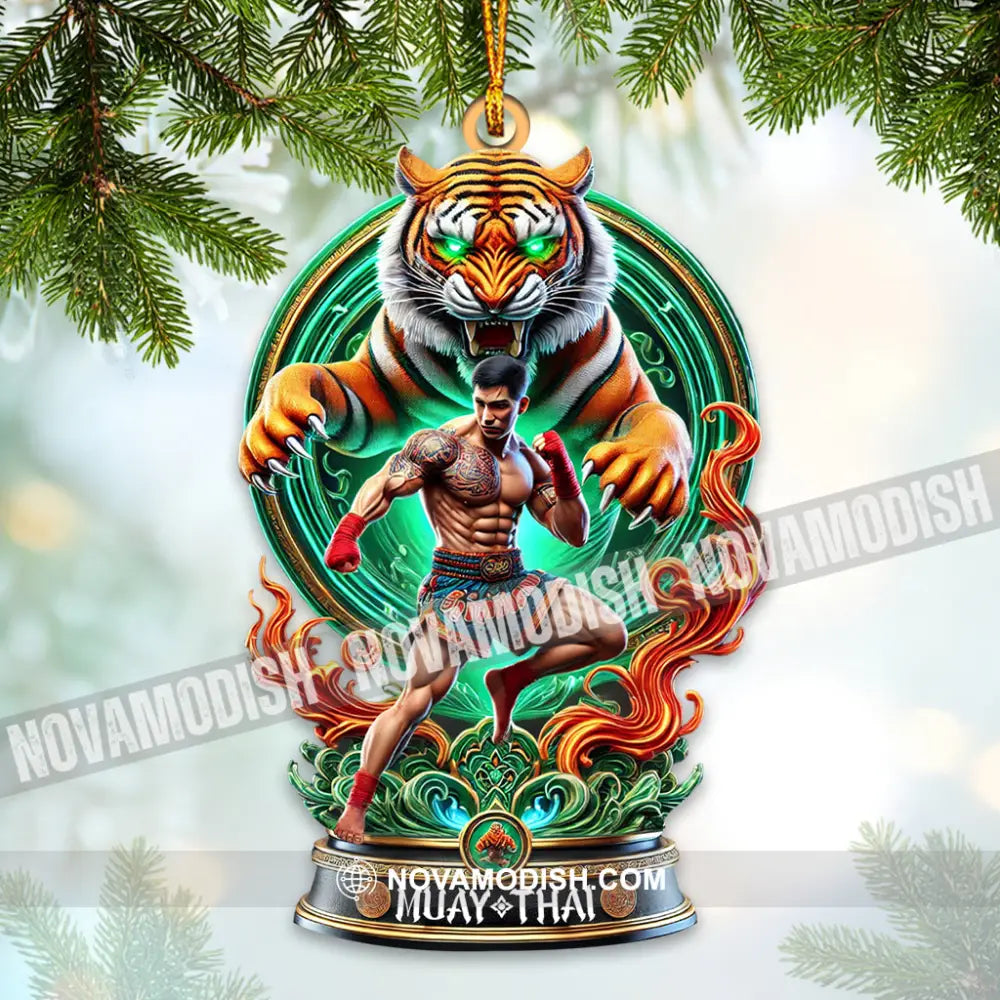 Custom Name Muay Thai Ornament Santa Christmas Gift 3.54’’ / 1