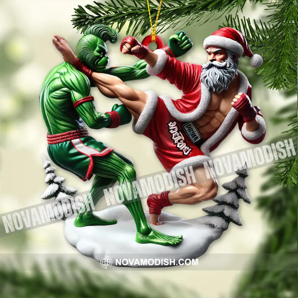 Custom Name Muay Thai Santa Ornament Christmas Gift For Lover 3.54’’ / 1