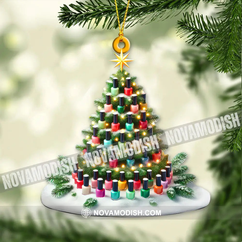 Custom Name Nail Christmas Tree Ornament Artist Gift 3.54’’ / 1