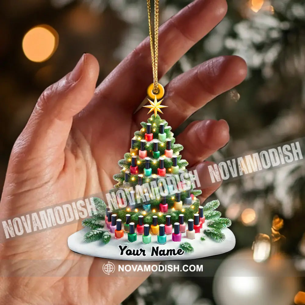 Custom Name Nail Christmas Tree Ornament Artist Gift