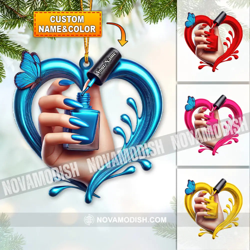 Custom Name Nail Ornament Christmas Decoration For Salon