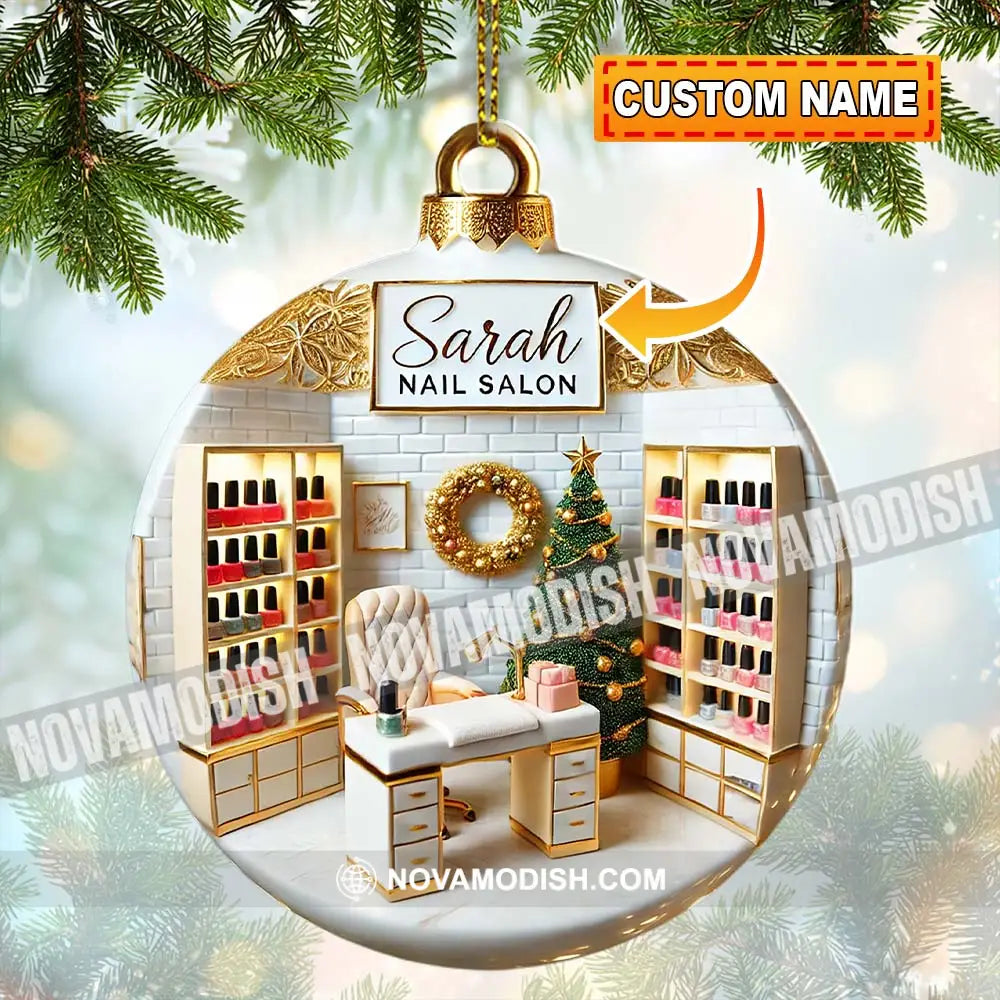 Custom Name Nail Salon Ornament Christmas Decoration