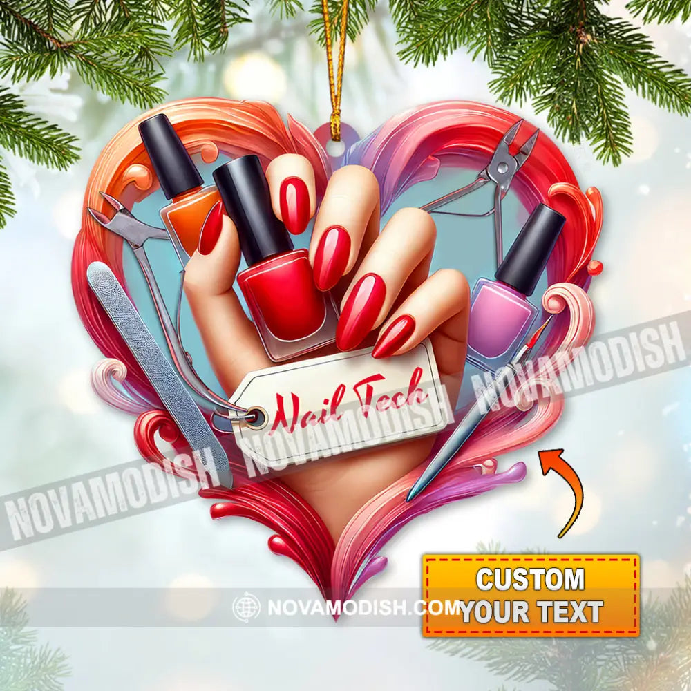 Custom Name Nail Tech Ornament Christmas Gift For Artist