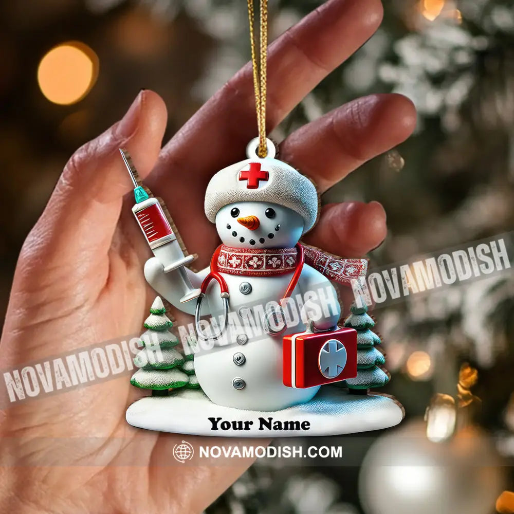 Custom Name Nurse Snow White Ornament Christmas Gift For