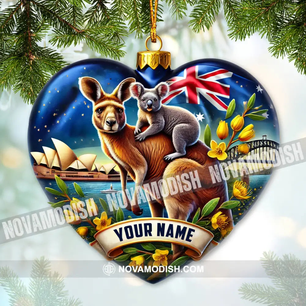 Custom Name Ornament Australia Heart