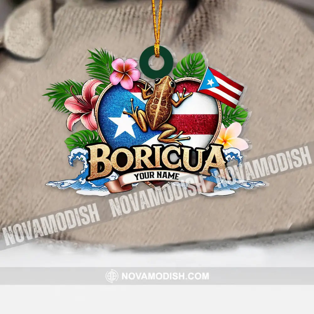 Custom Name Ornament Boricua It’s In My Blood Puerto Rican Heritage