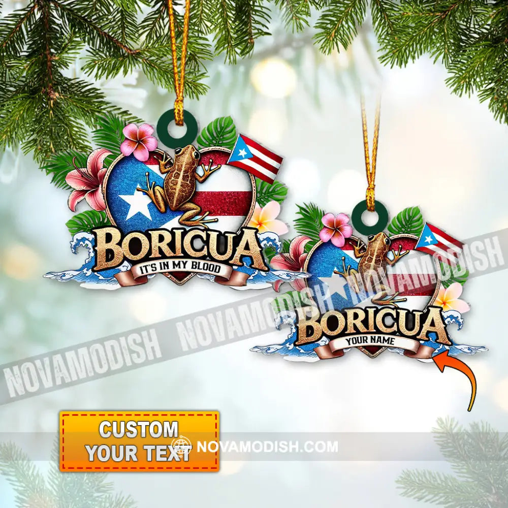 Custom Name Ornament Boricua It’s In My Blood Puerto Rican Heritage Acrylic