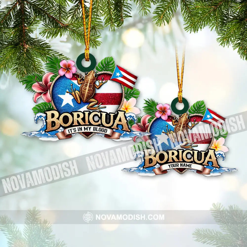 Custom Name Ornament Boricua It’s In My Blood Puerto Rican Heritage