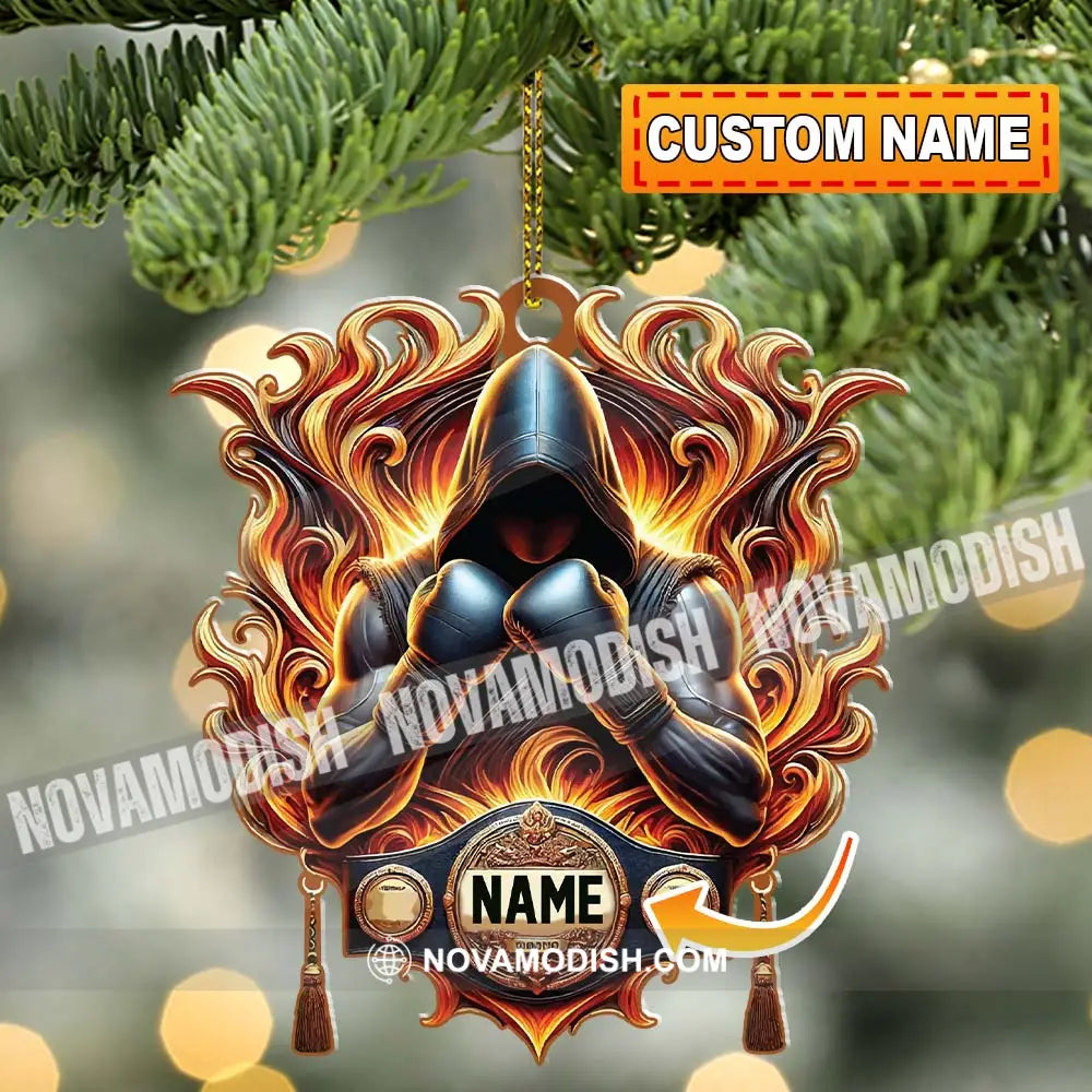 Custom Name Ornament Boxing Fire 1 Pack