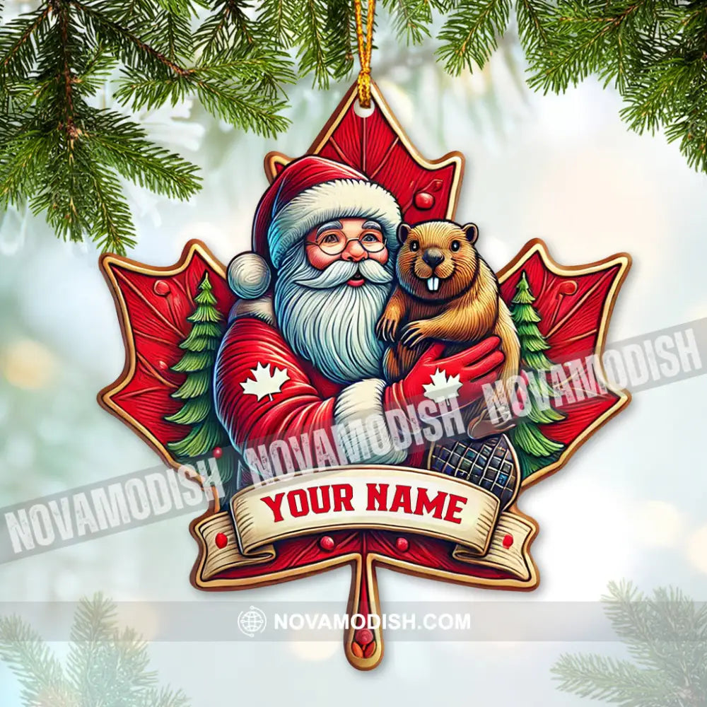 Custom Name Ornament Canada Santa