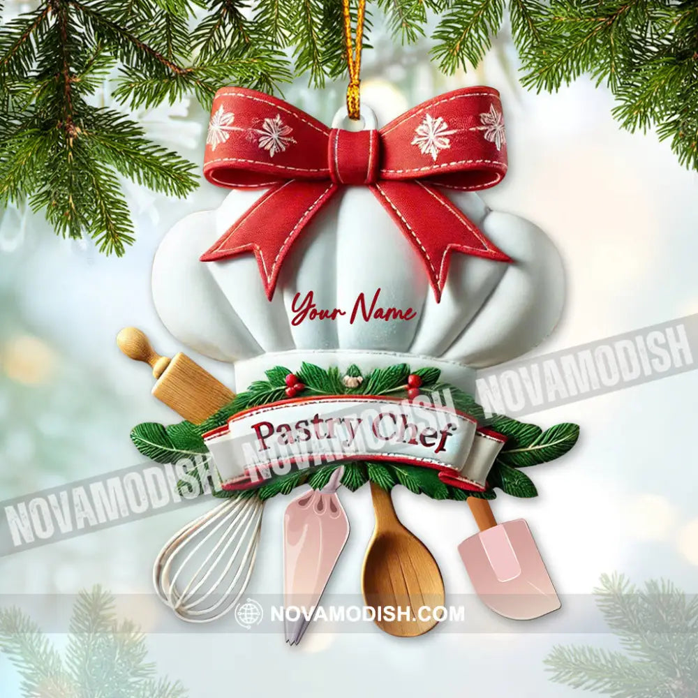 Custom Name Ornament Chef Hat Christmas