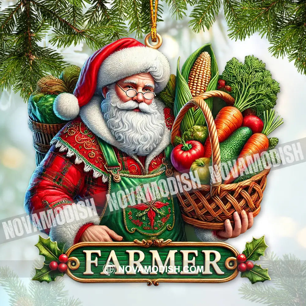 Custom Name Ornament Santa Farmer