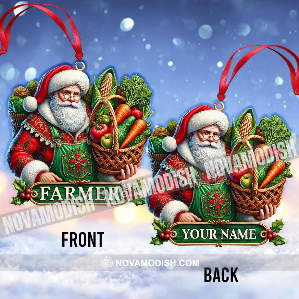 Custom Name Ornament Santa Farmer