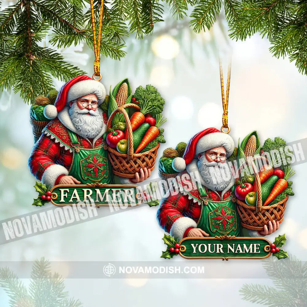 Custom Name Ornament Santa Farmer