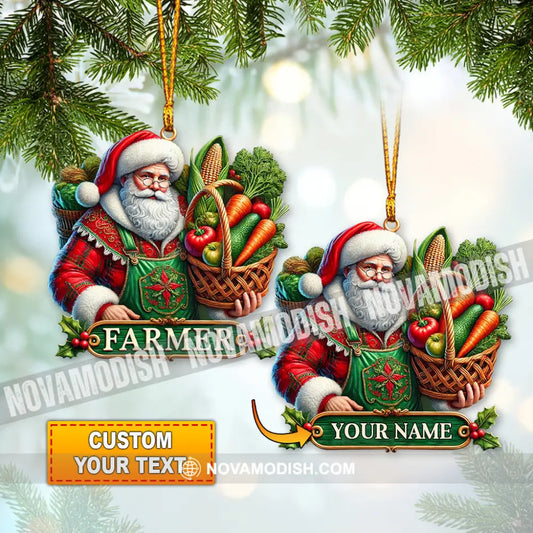 Custom Name Ornament Santa Farmer Acrylic