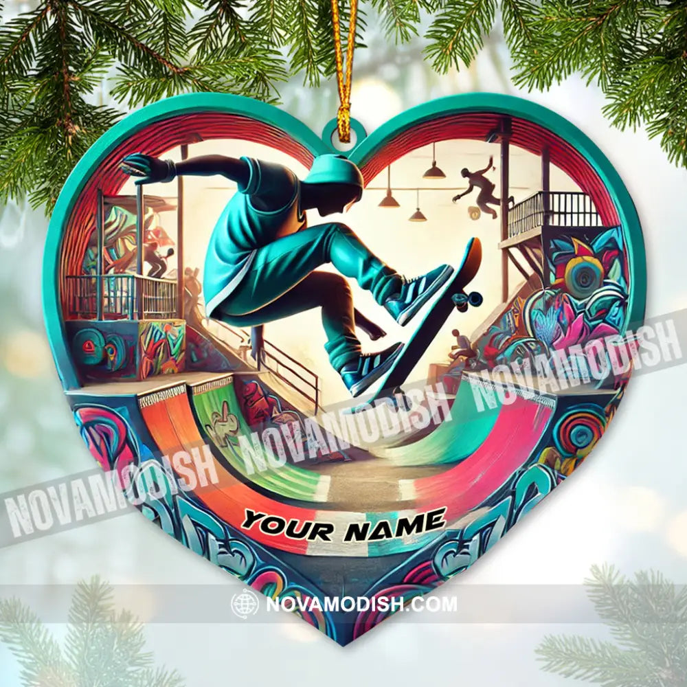 Custom Name Ornament Skateboarding