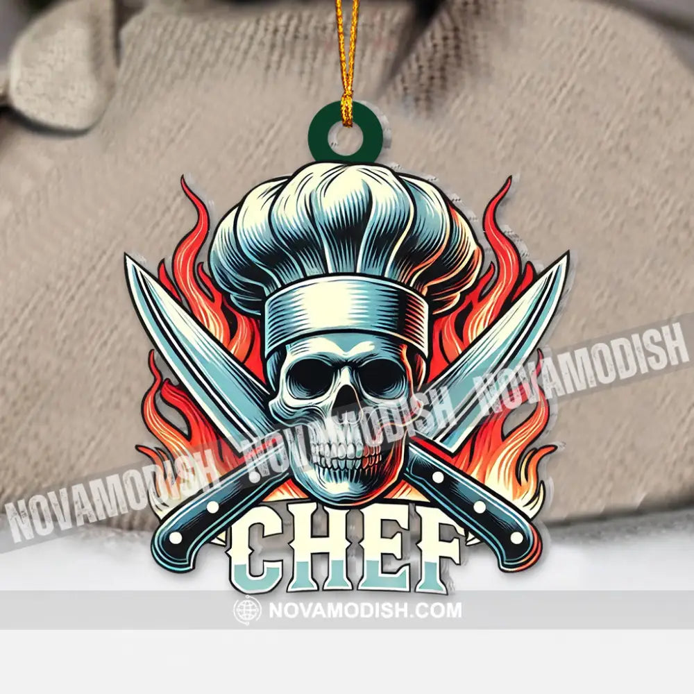 Custom Name Ornament Skull Chef