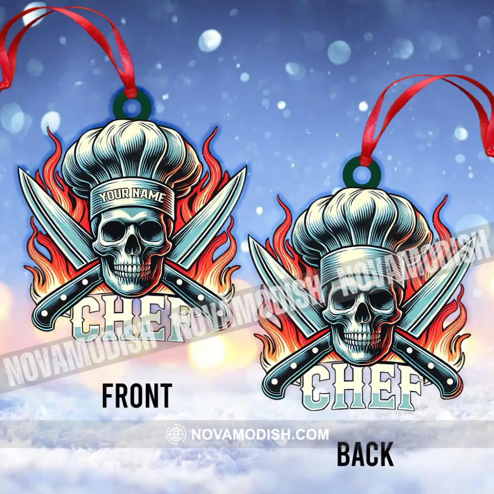 Custom Name Ornament Skull Chef