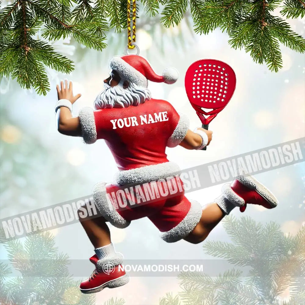 Custom Name Padel Tennis Santa Ornament Christmas Gift For Lover 3.54’’ / 1