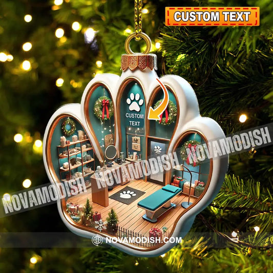 Custom Name Pet Grooming Shop Ornament Christmas Gift For Groomer