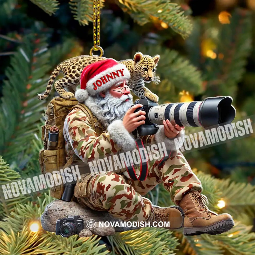 Custom Name Photographer Santa Ornament Christmas Gift Decoration 3.54’’ / 1