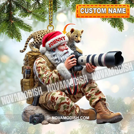 Custom Name Photographer Santa Ornament Christmas Gift Decoration