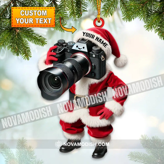 Custom Name Photographer Santa Ornament Christmas Gift Decoration