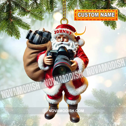 Custom Name Photographer Santa Ornament Christmas Gift Decoration