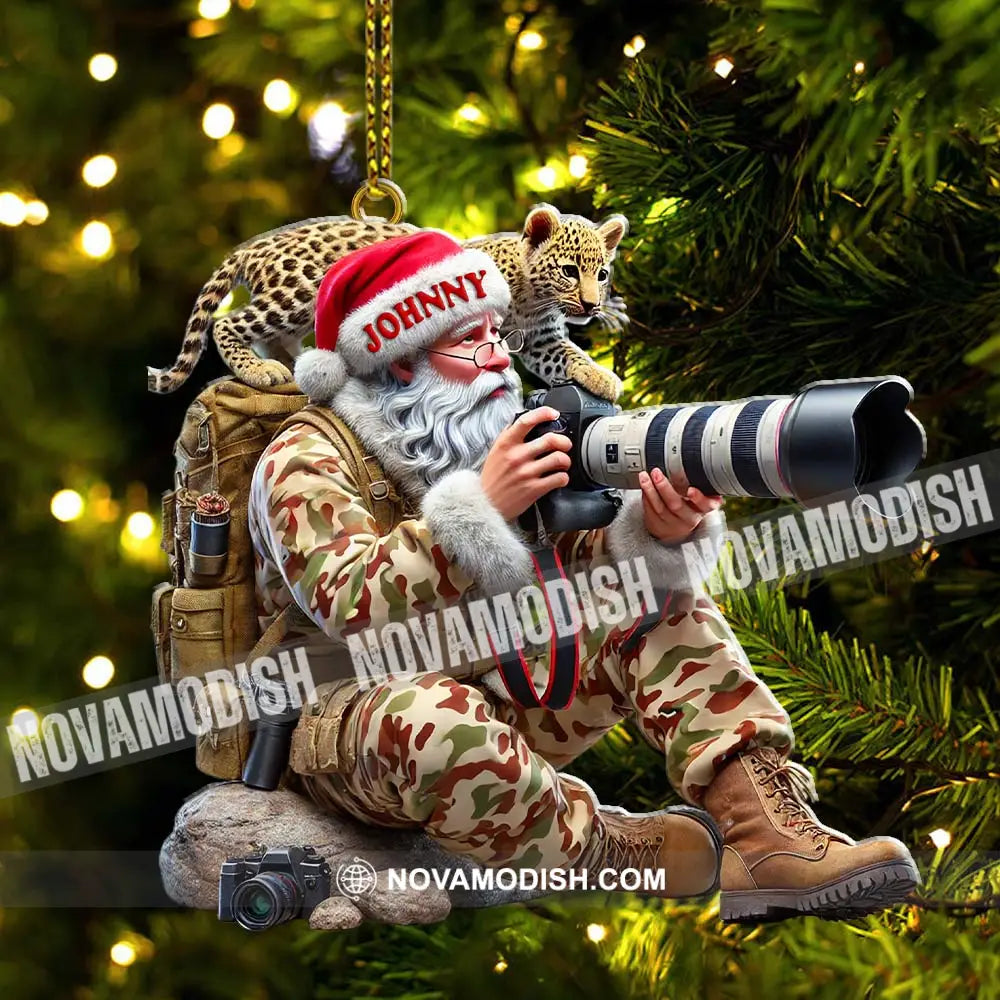 Custom Name Photographer Santa Ornament Christmas Gift Decoration