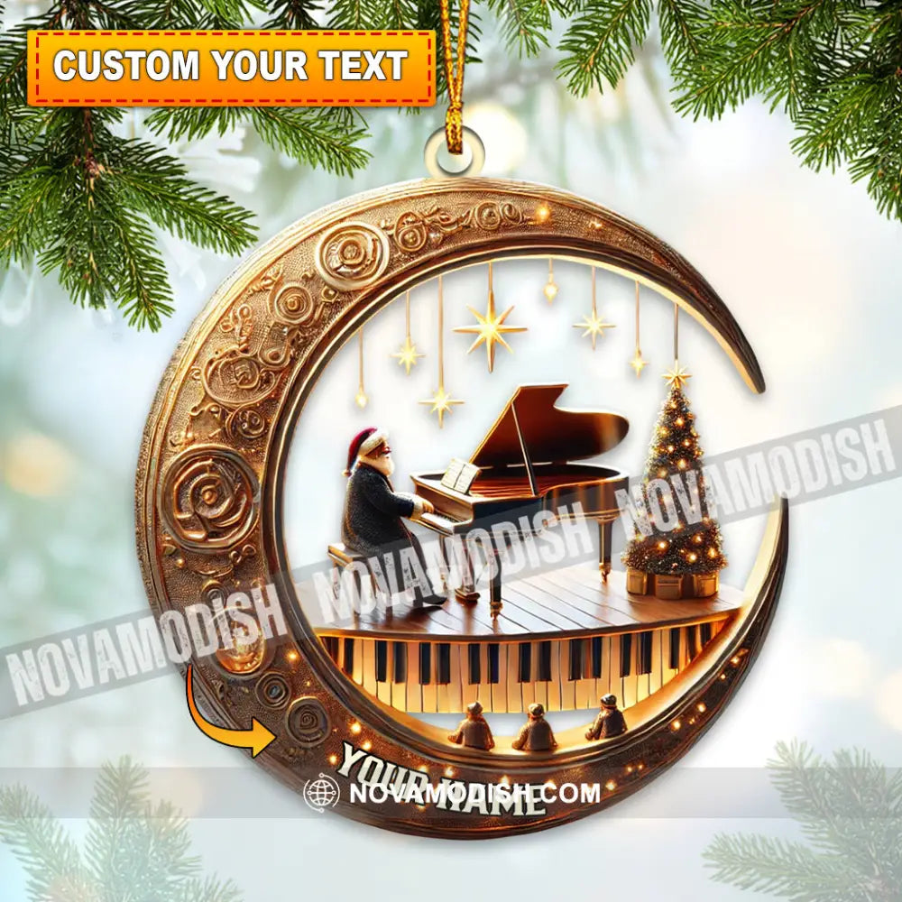 Custom Name Piano Santa Ornament Christmas Gift Decoration