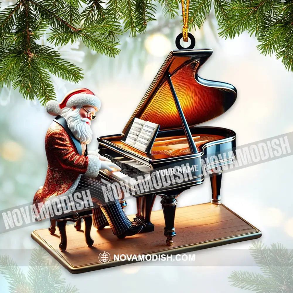 Custom Name Piano Santa Ornament Christmas Gift Decoration 3.54’’ / 1