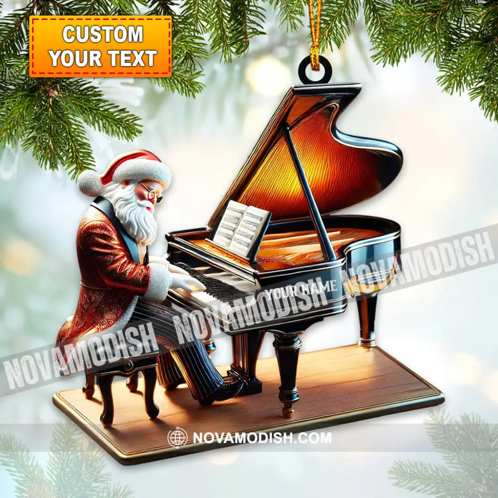 Custom Name Piano Santa Ornament Christmas Gift Decoration