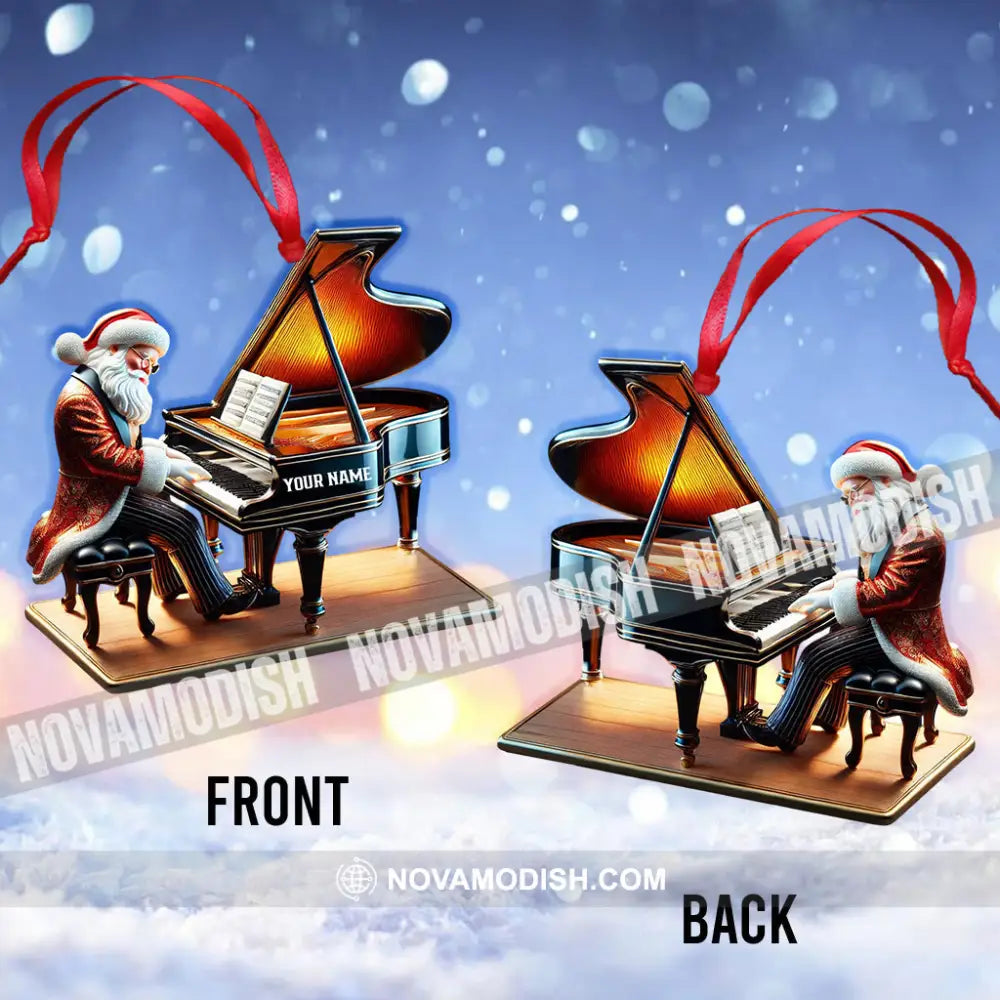 Custom Name Piano Santa Ornament Christmas Gift Decoration