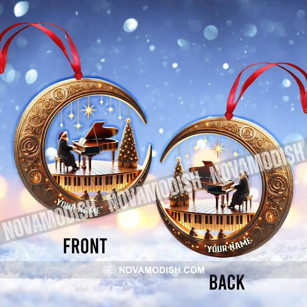 Custom Name Piano Santa Ornament Christmas Gift Decoration