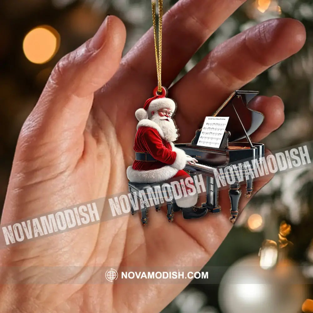 Custom Name Piano Santa Ornament Christmas Gift For Pianist