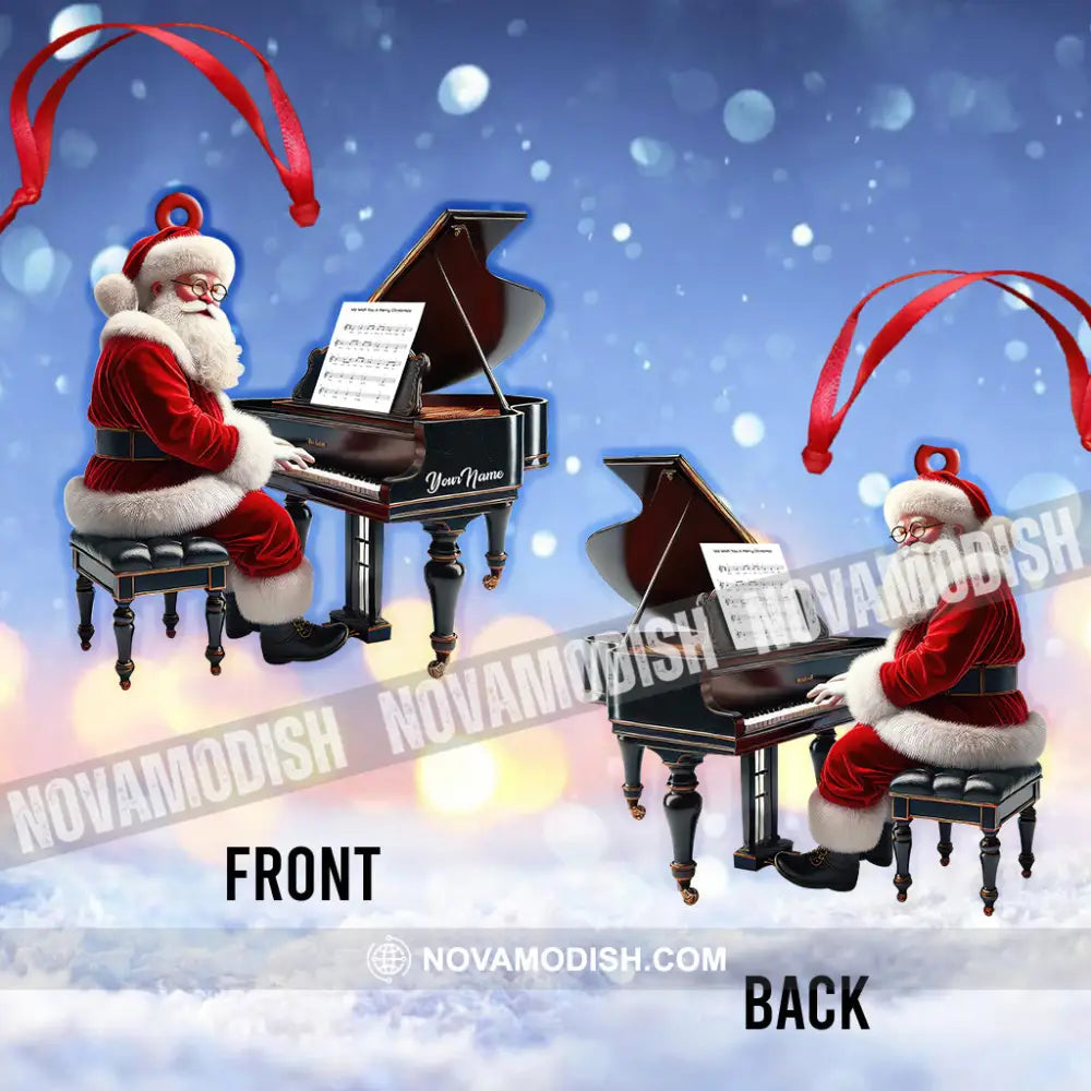 Custom Name Piano Santa Ornament Christmas Gift For Pianist